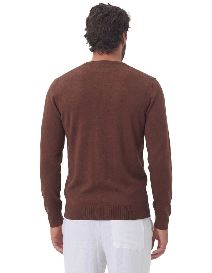 V-Neck Jumper in Chocolate image 2