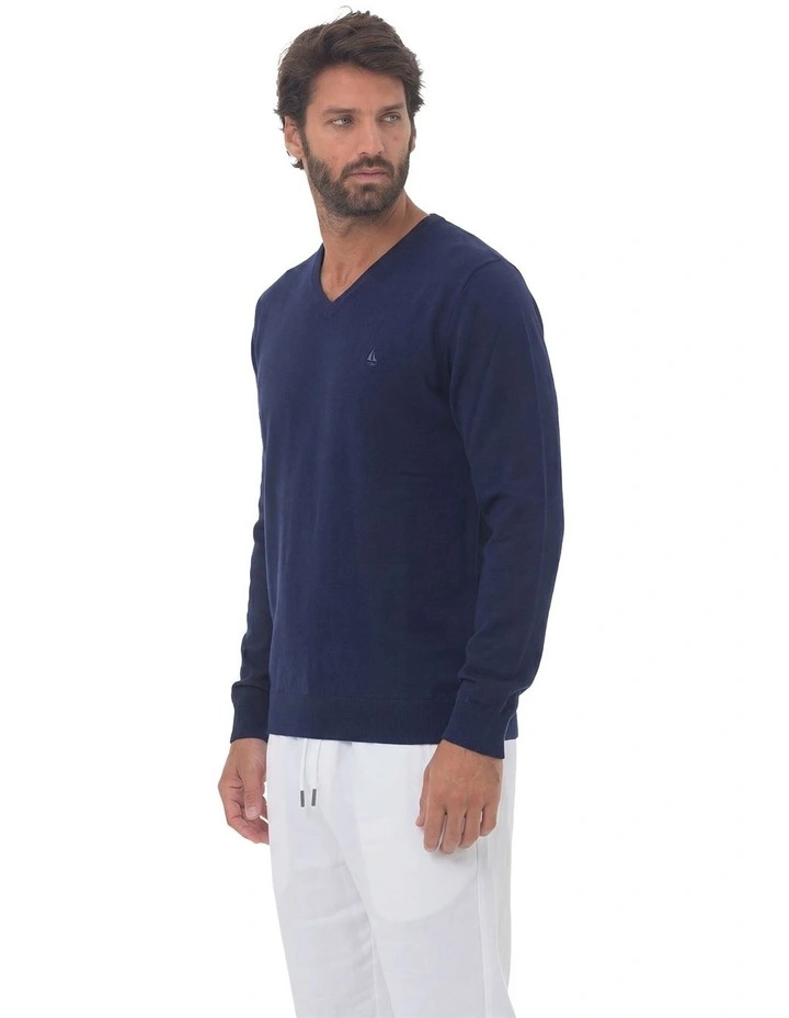 V-neck Jumper in Navy image 3