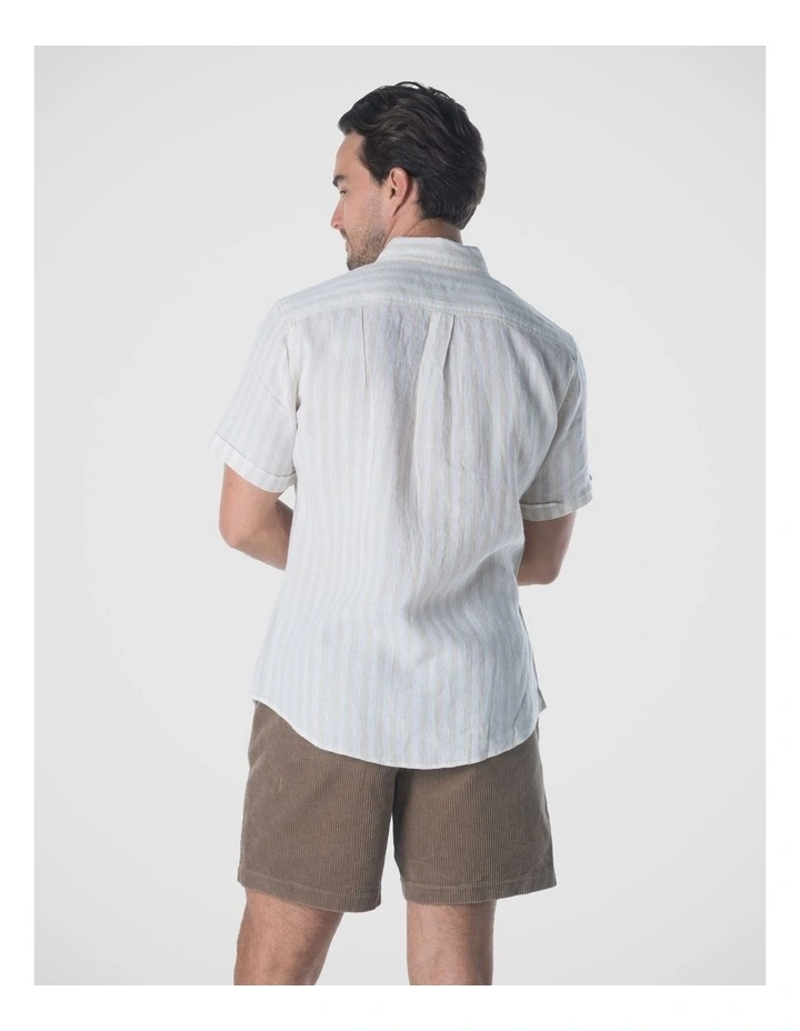 Short Sleeve Linen Shirt - Sand Stripe image 2