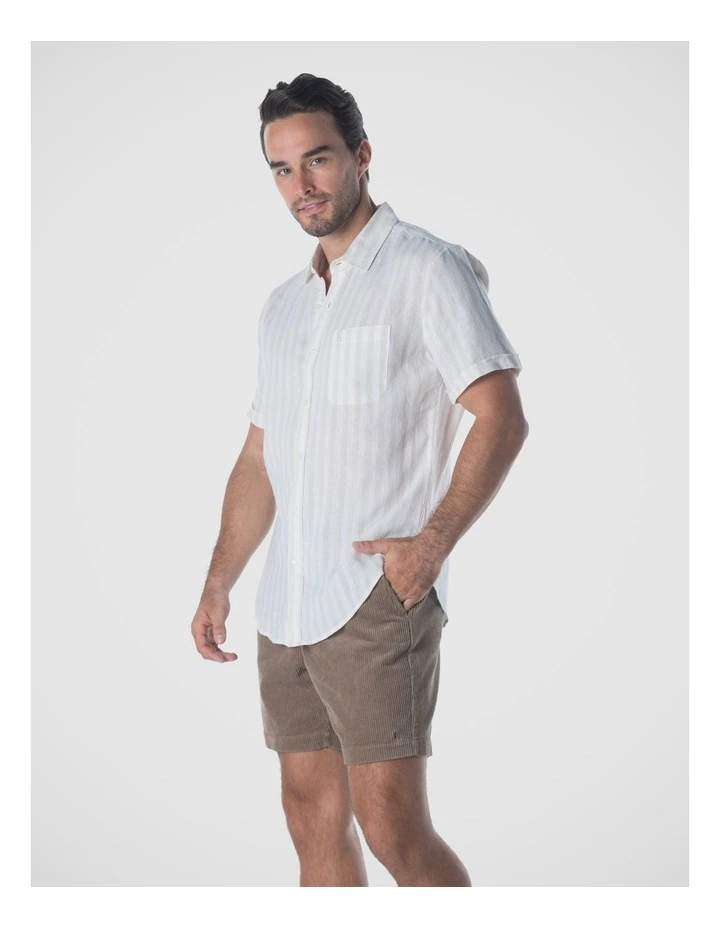 Short Sleeve Linen Shirt - Sand Stripe image 3