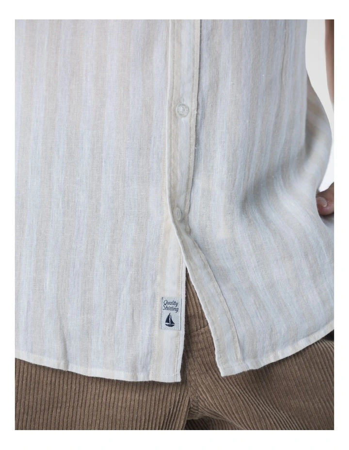 Short Sleeve Linen Shirt - Sand Stripe image 4