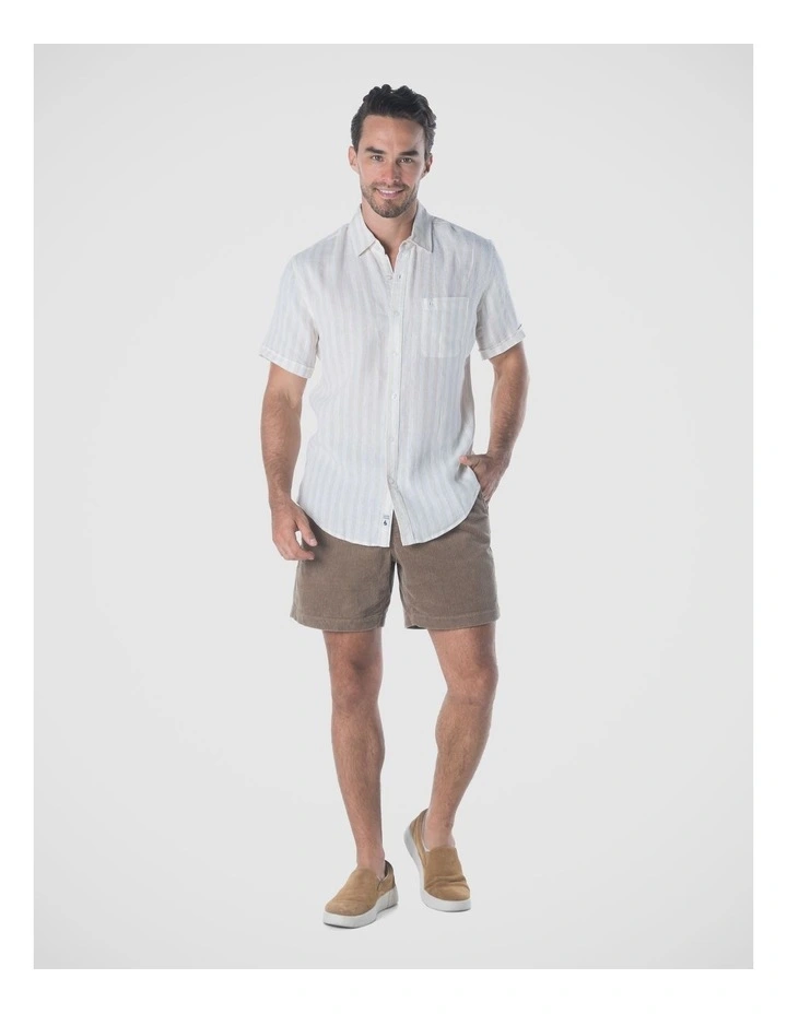 Short Sleeve Linen Shirt - Sand Stripe image 6