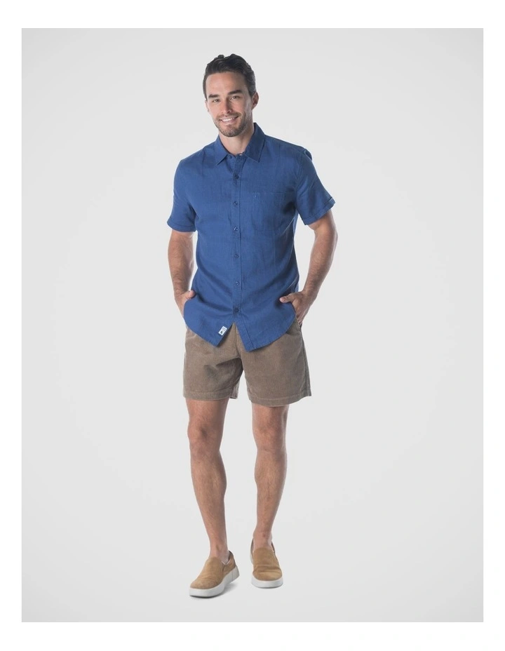 Short Sleeve Linen Shirt in Indigo Blue image 6