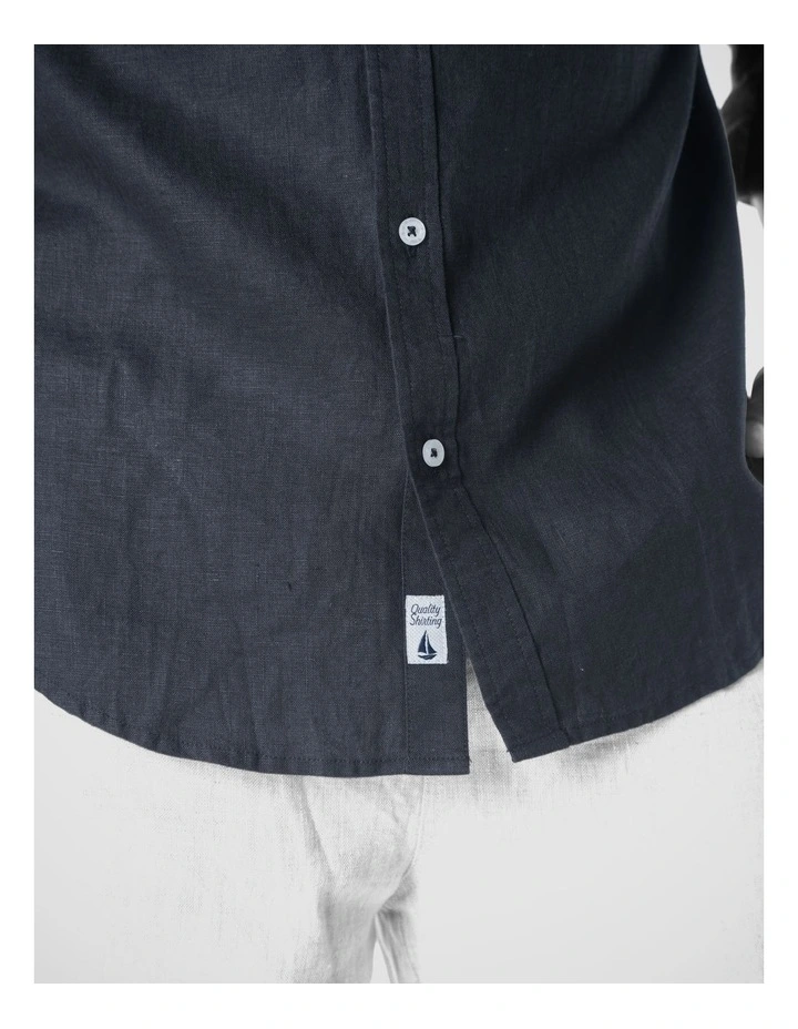 Milan Long Sleeve Linen Shirt - Black image 4