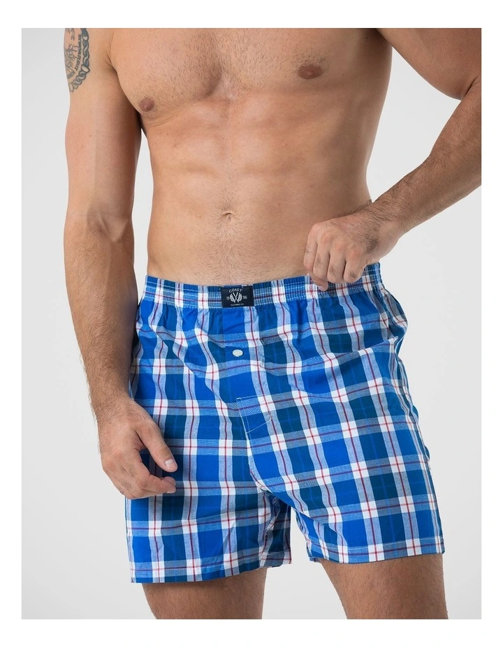 2 Pack Woven Check Boxers - Blue image 2