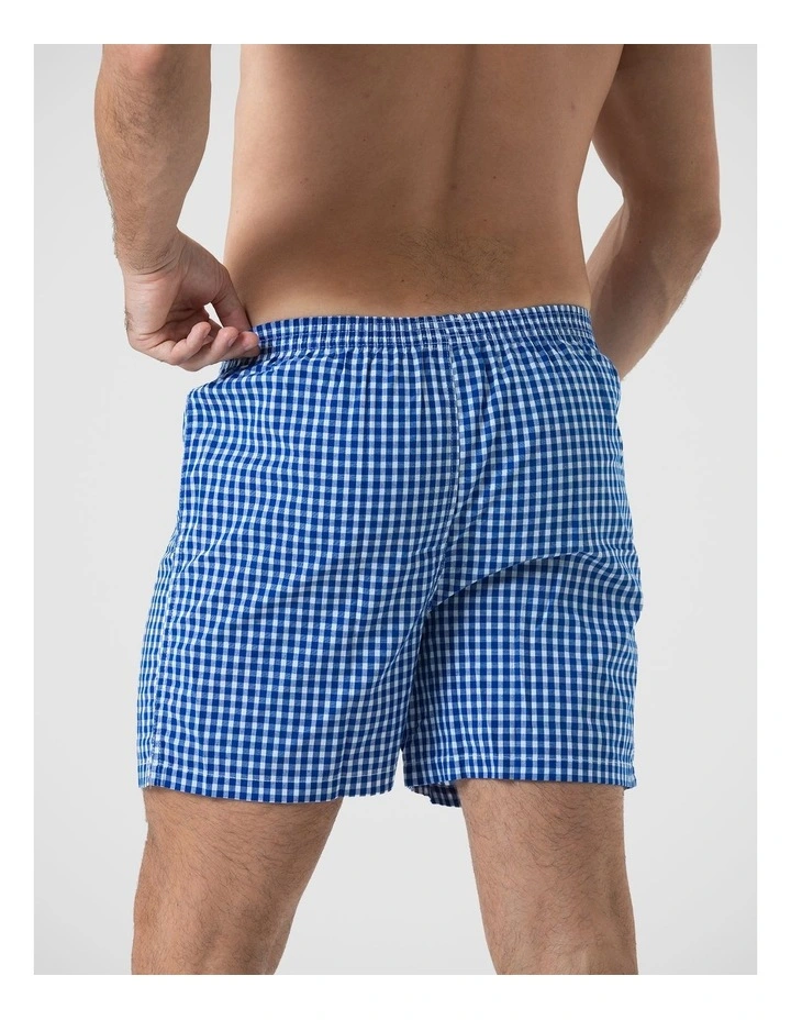 2 Pack Woven Check Boxers - Blue image 3