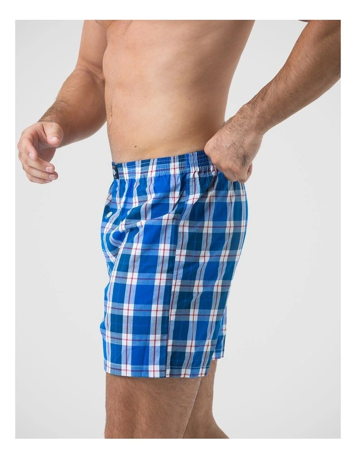 2 Pack Woven Check Boxers - Blue image 4