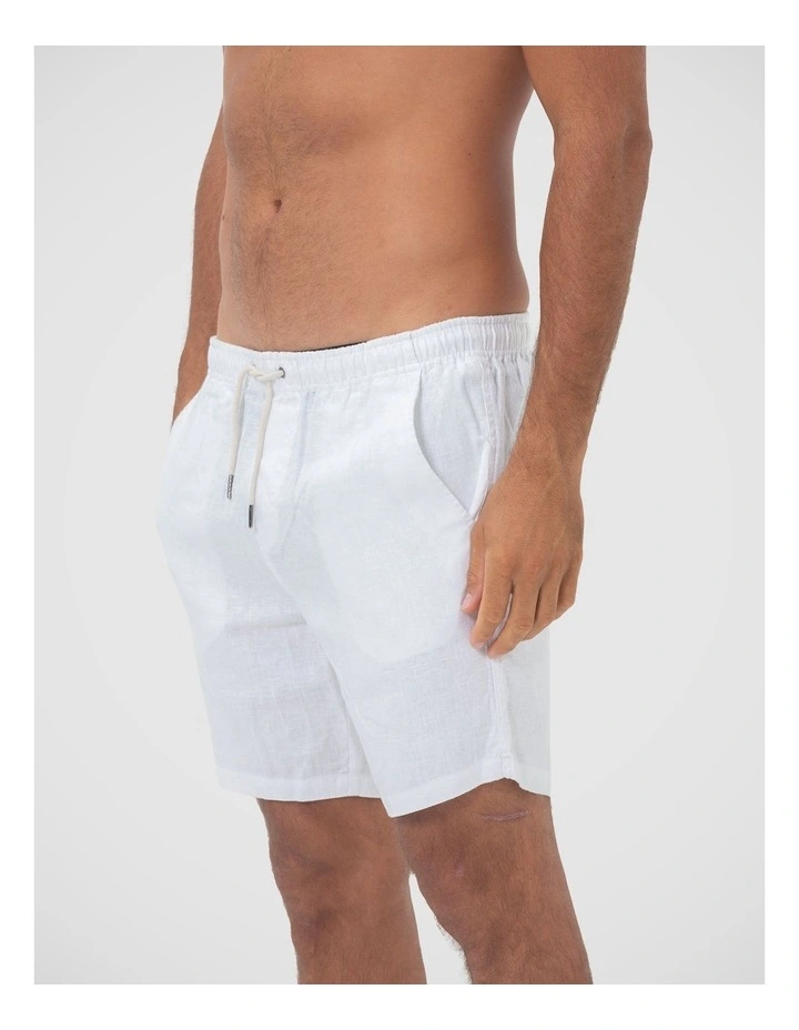 Men's Linen Shorts - White image 3
