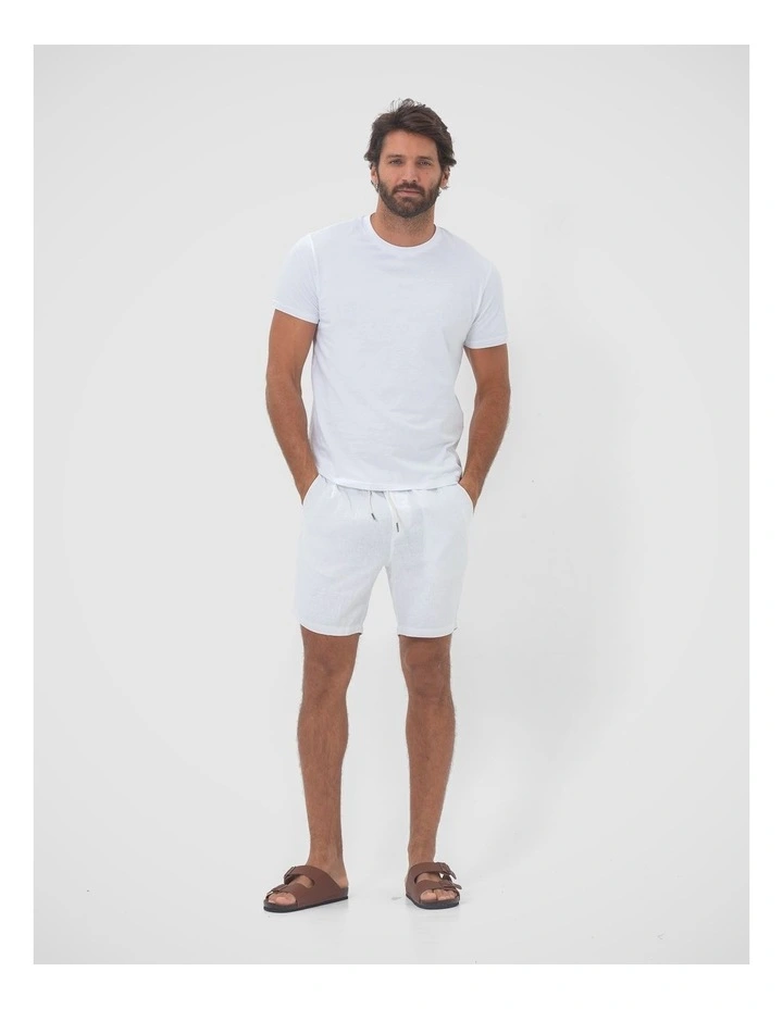 Men's Linen Shorts - White image 5