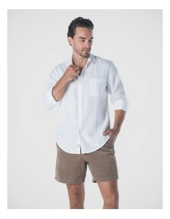 Long Sleeve French Linen Shirt - White