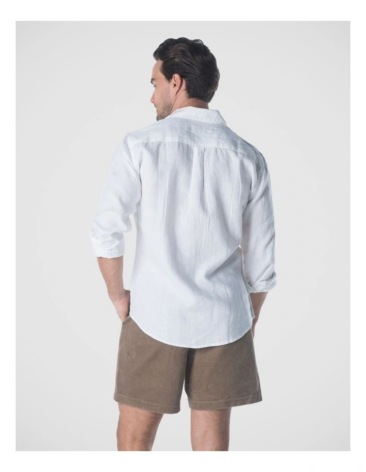 Long Sleeve French Linen Shirt - White image 2