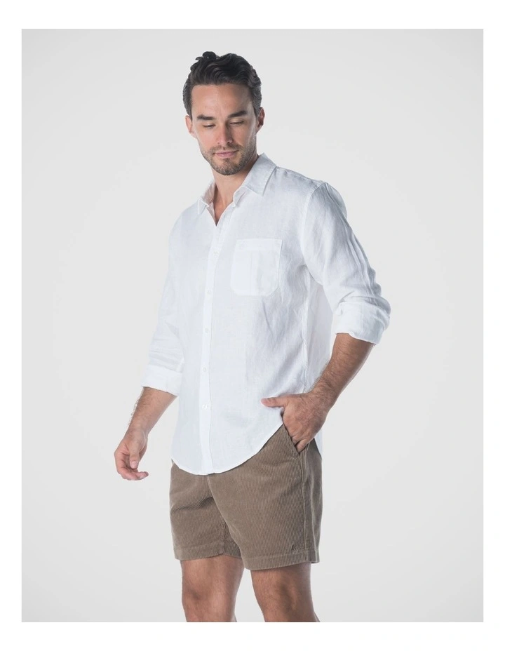 Long Sleeve French Linen Shirt - White image 3