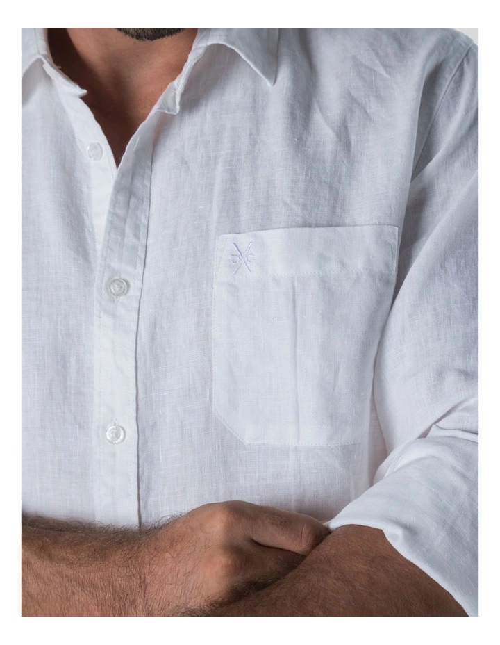 Long Sleeve French Linen Shirt - White image 5