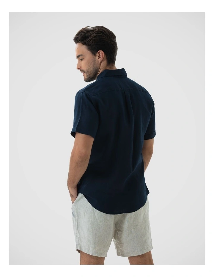 Short Sleeve Linen Shirt - Navy image 2