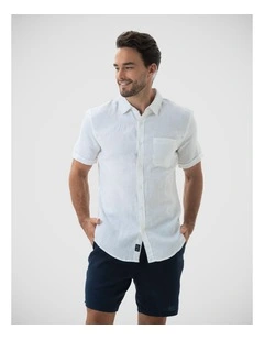 Short Sleeve Linen Shirt - White