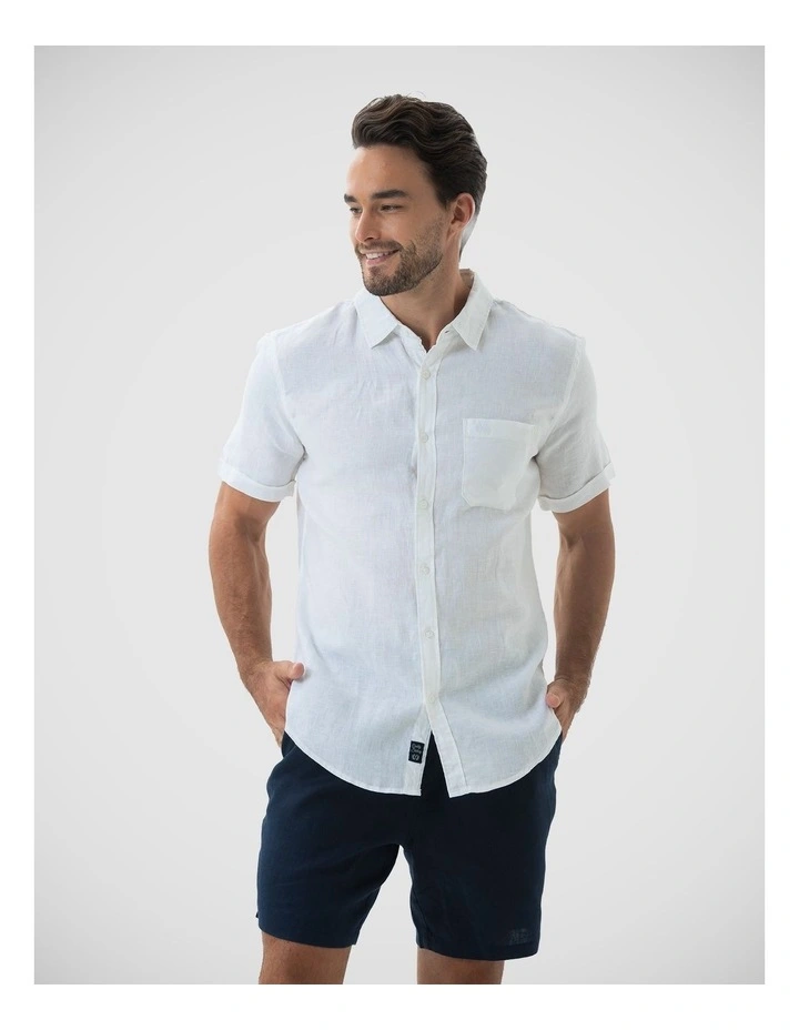 Short Sleeve Linen Shirt - White image 1