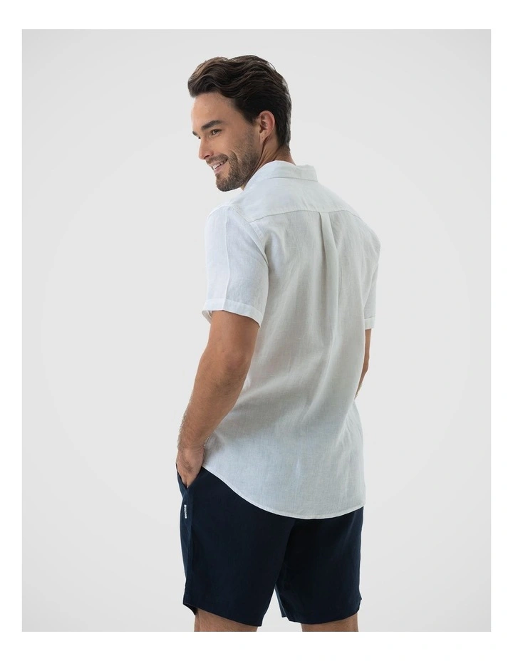 Short Sleeve Linen Shirt - White image 2
