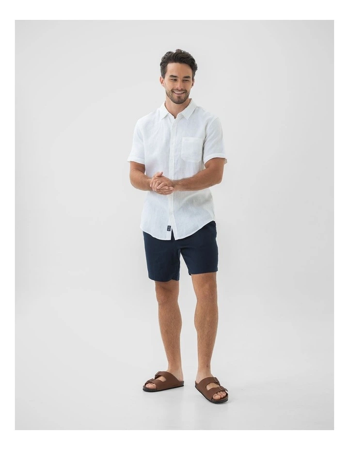 Short Sleeve Linen Shirt - White image 5