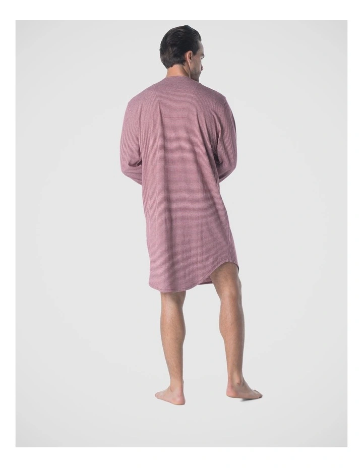 Long Sleeve Stripe Knit Nightshirt - Red image 2