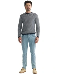 Liam Stripe Crew Neck in Blue Stripe