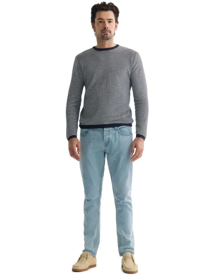 Liam Stripe Crew Neck in Blue Stripe image 1