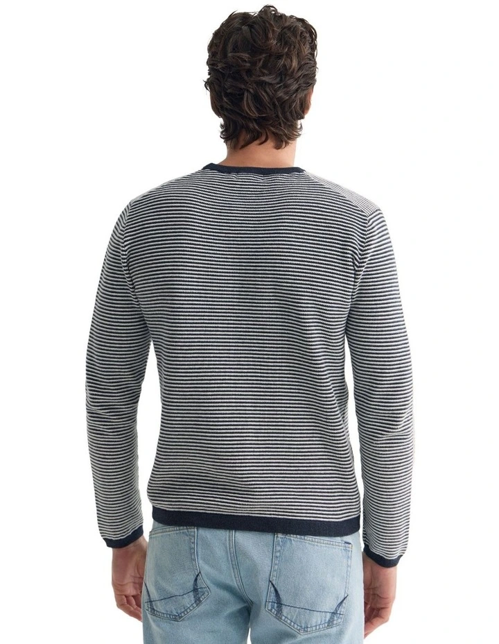 Liam Stripe Crew Neck in Blue Stripe image 2