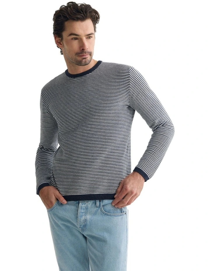 Liam Stripe Crew Neck in Blue Stripe image 5