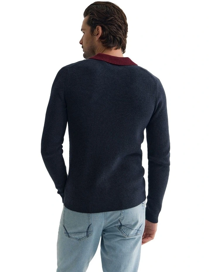 Sam Contrast Collar Knit in Blue image 2