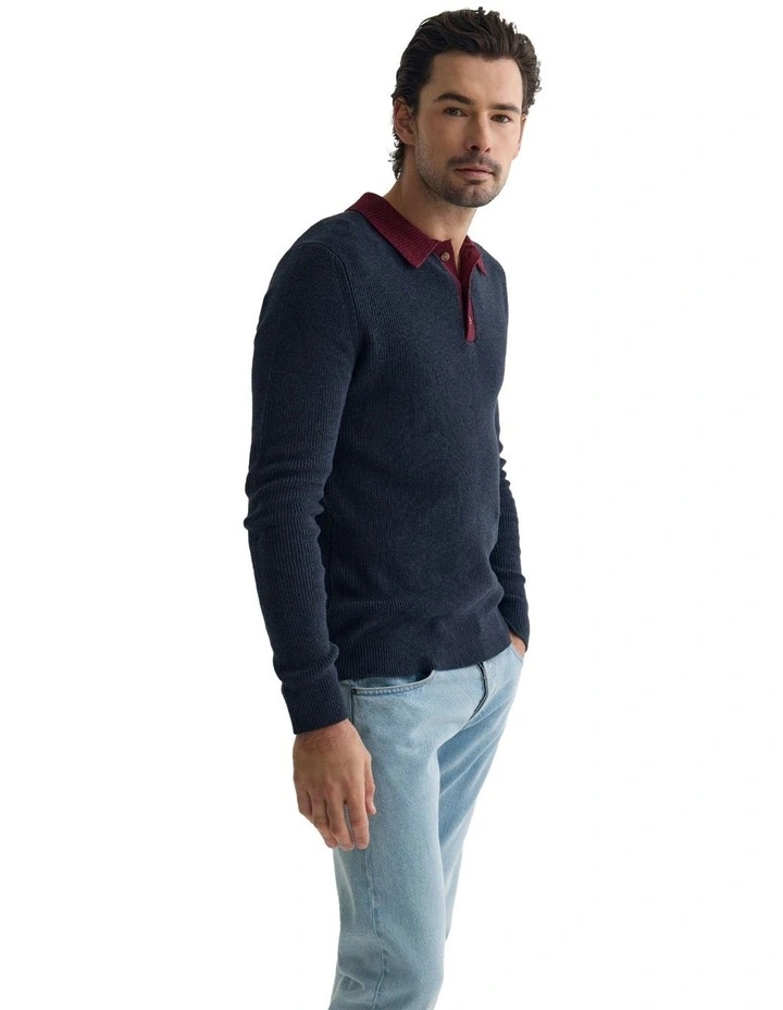 Sam Contrast Collar Knit in Blue image 3