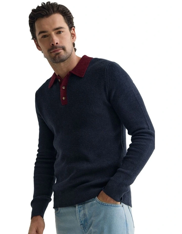 Sam Contrast Collar Knit in Blue image 4