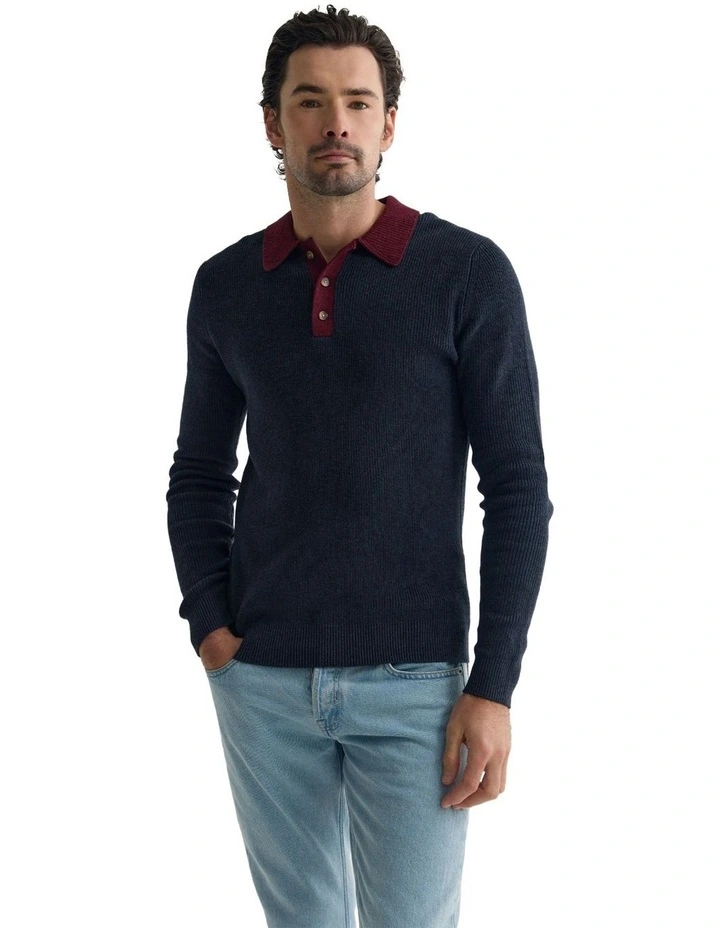 Sam Contrast Collar Knit in Blue image 5