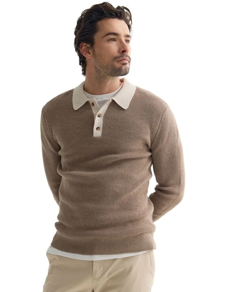 Sam Contrast Collar Knit in Brown image 3