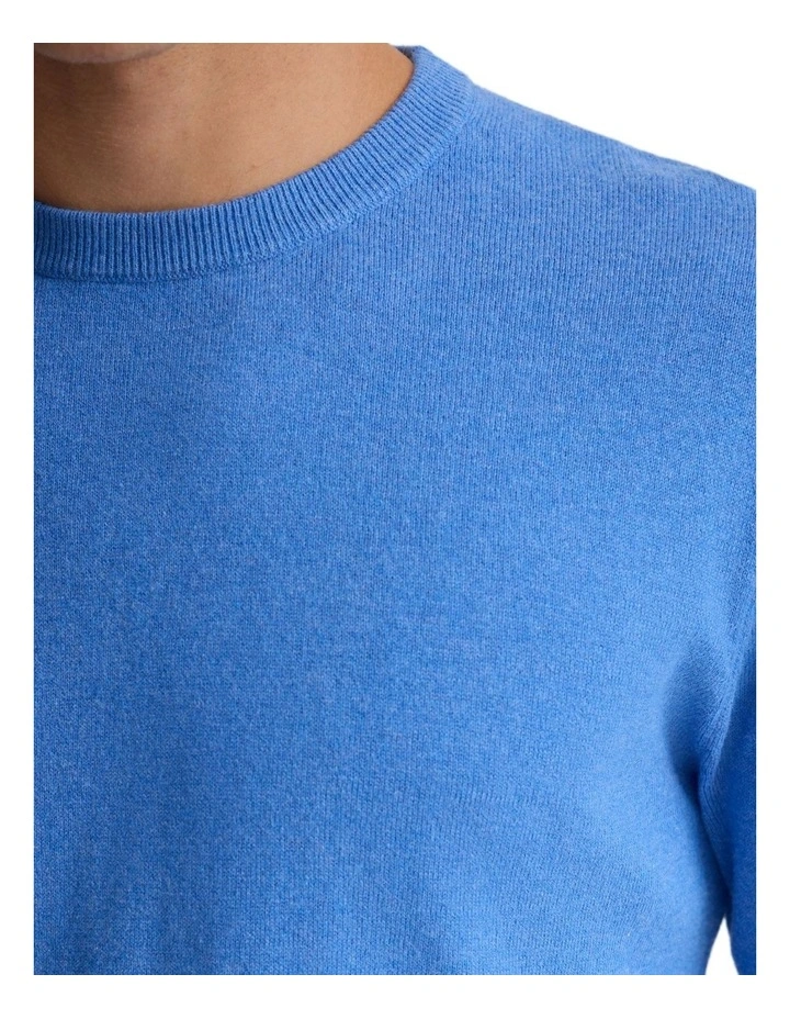 Cotton Cashmere Crew Neck Knit in Blue image 6