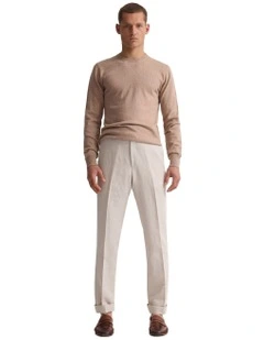 Cotton Cashmere Crew Neck Knit in Coffee
