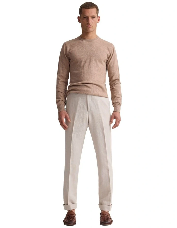 Cotton Cashmere Crew Neck Knit in Coffee image 1