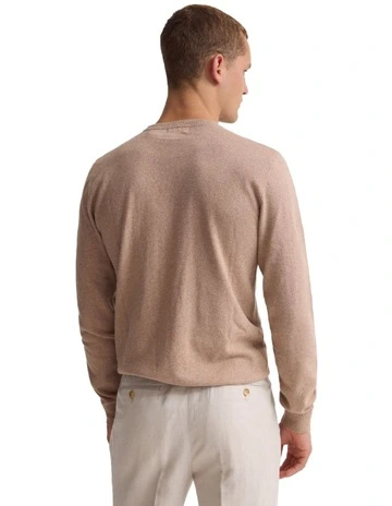 Cotton Cashmere Crew Neck Knit in Coffee