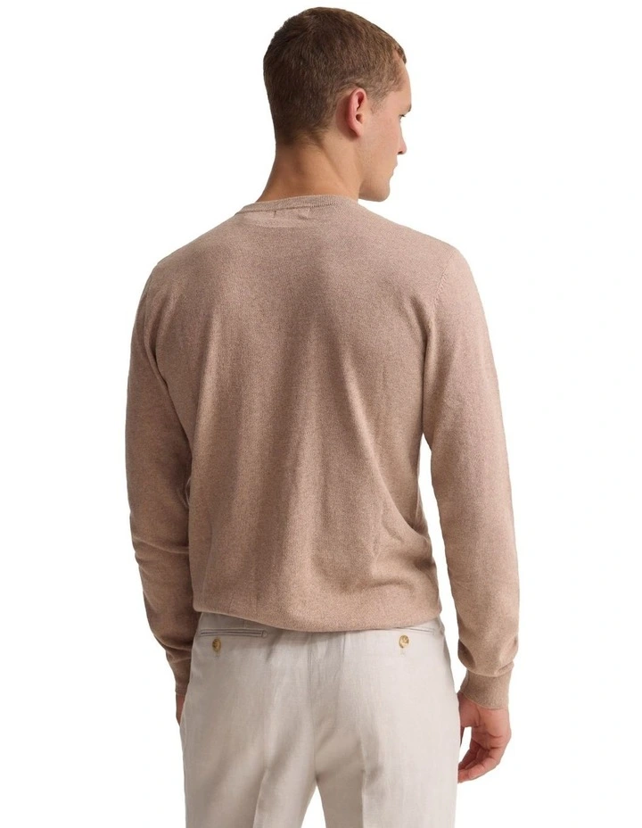 Cotton Cashmere Crew Neck Knit in Coffee image 2