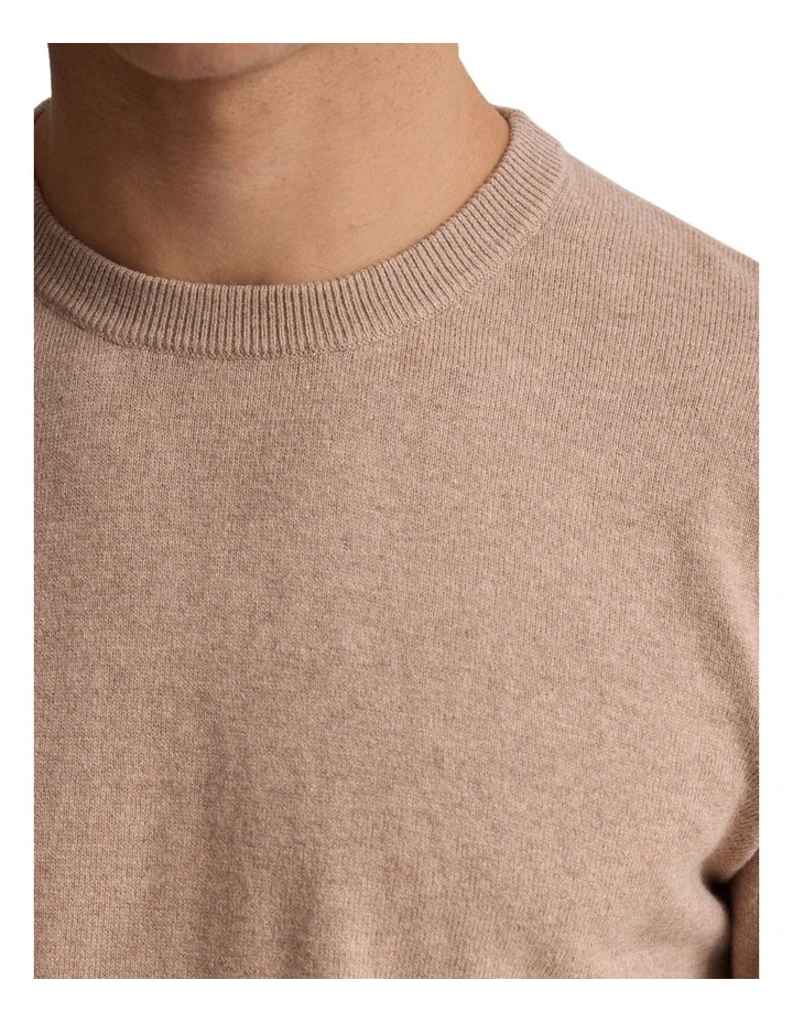 Cotton Cashmere Crew Neck Knit in Coffee image 6