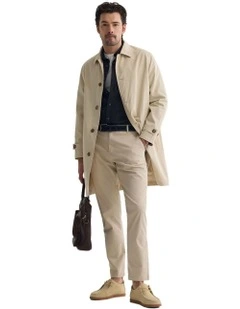 Jay Cotton Twill Trench Coat in Stone