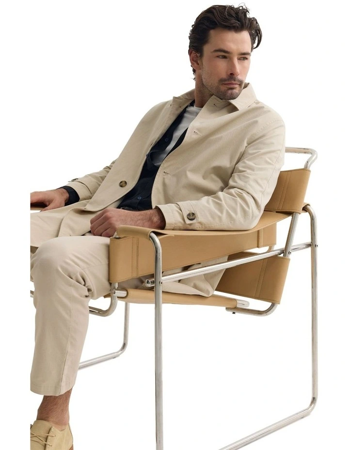 Jay Cotton Twill Trench Coat in Stone image 7
