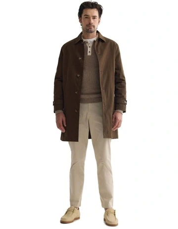 Jay Cotton Twill Trench Coat in Chocolate