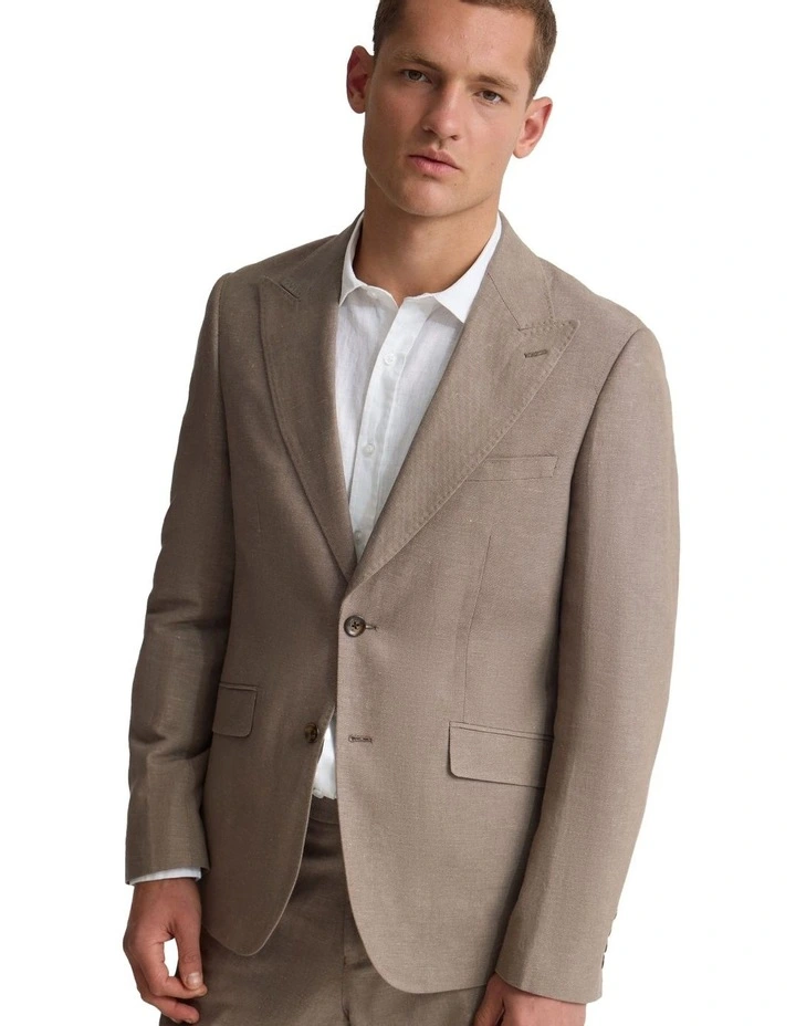 Blake Linen Blazer in Bark image 4