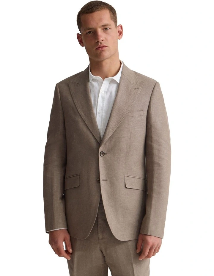 Blake Linen Blazer in Bark image 5