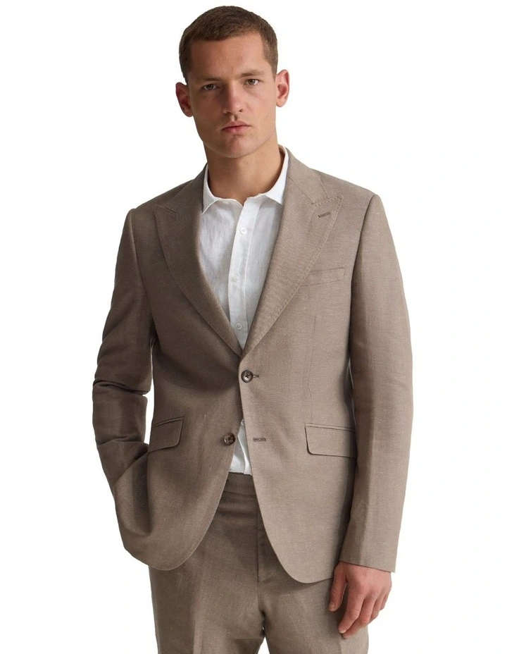 Blake Linen Blazer in Bark image 7