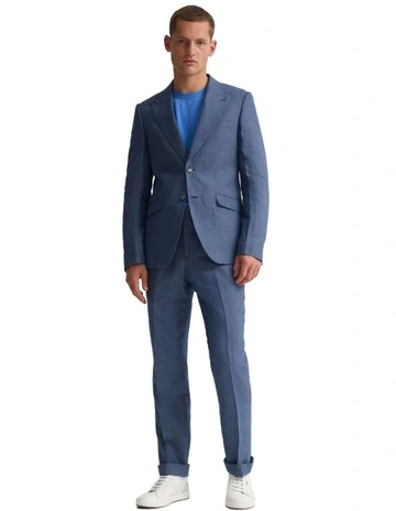 Blake Linen Blazer in Blue