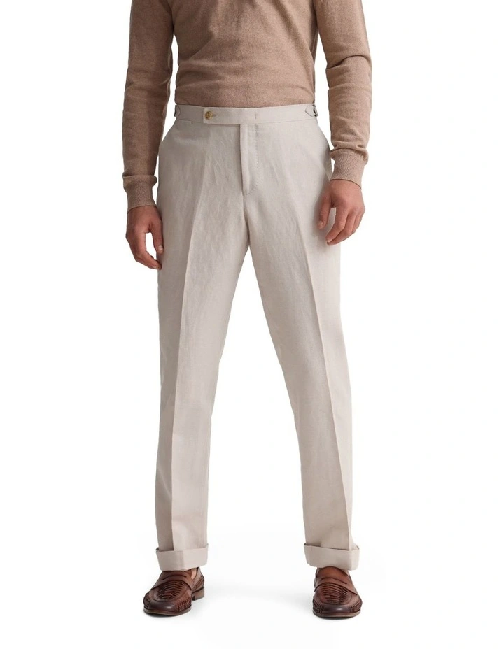 Byron Linen Blend Pants in Stone image 1