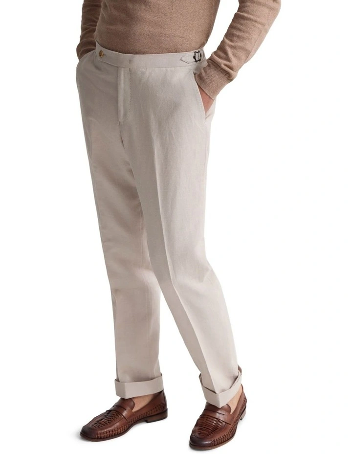 Byron Linen Blend Pants in Stone image 4