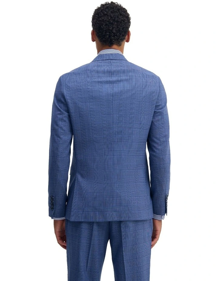 Byron Checked Suit Jacket in Blue Check image 4