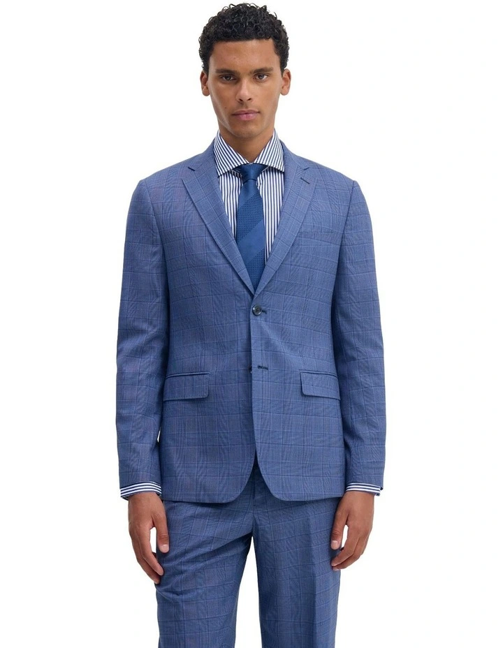 Byron Checked Suit Jacket in Blue Check image 5