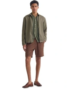 Adem Linen Zip Bomber in Olive